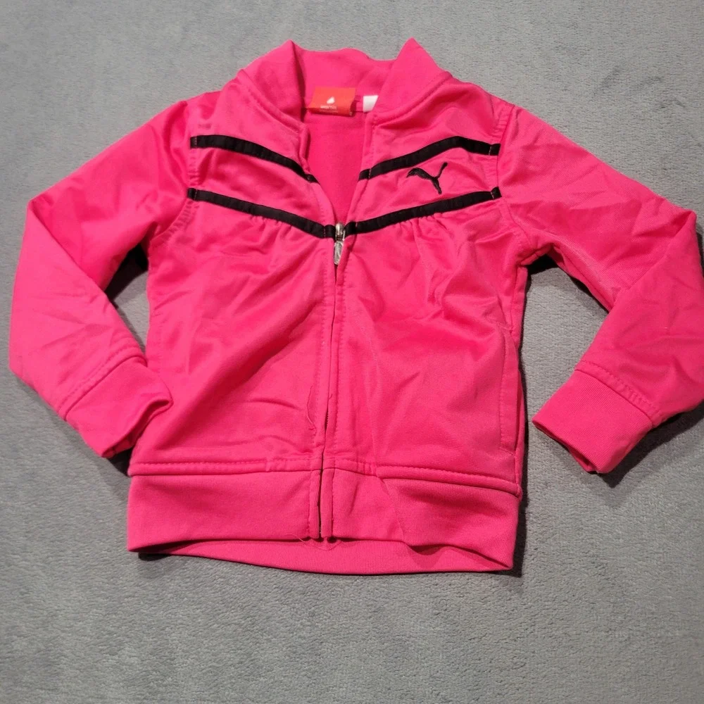 Puma Girls Track Jacket 3T Pink Full Zip Mock Neck Activewear Barbiecore